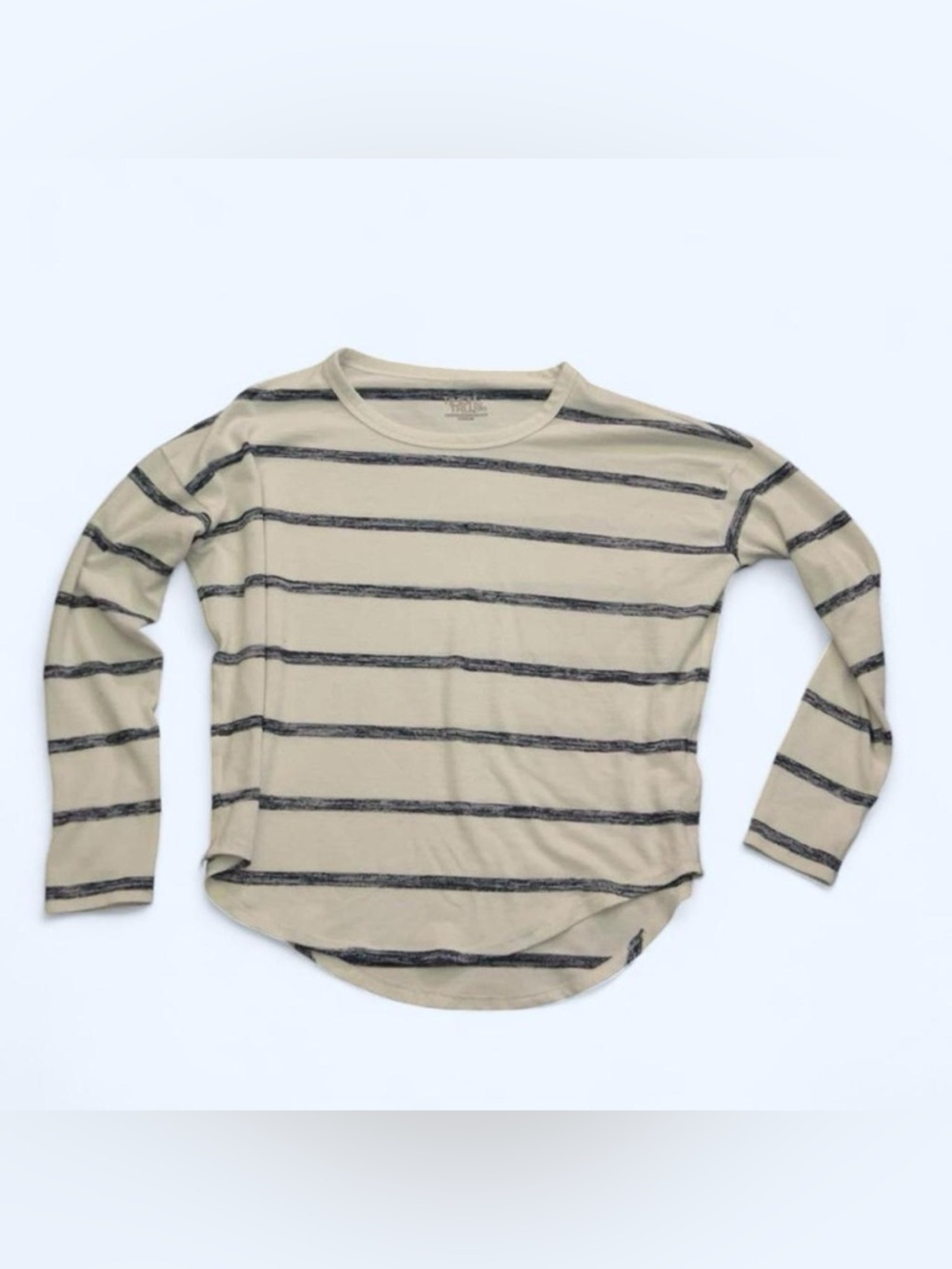 Time and Tru Cream and Blue Striped Long Sleeve Shirt